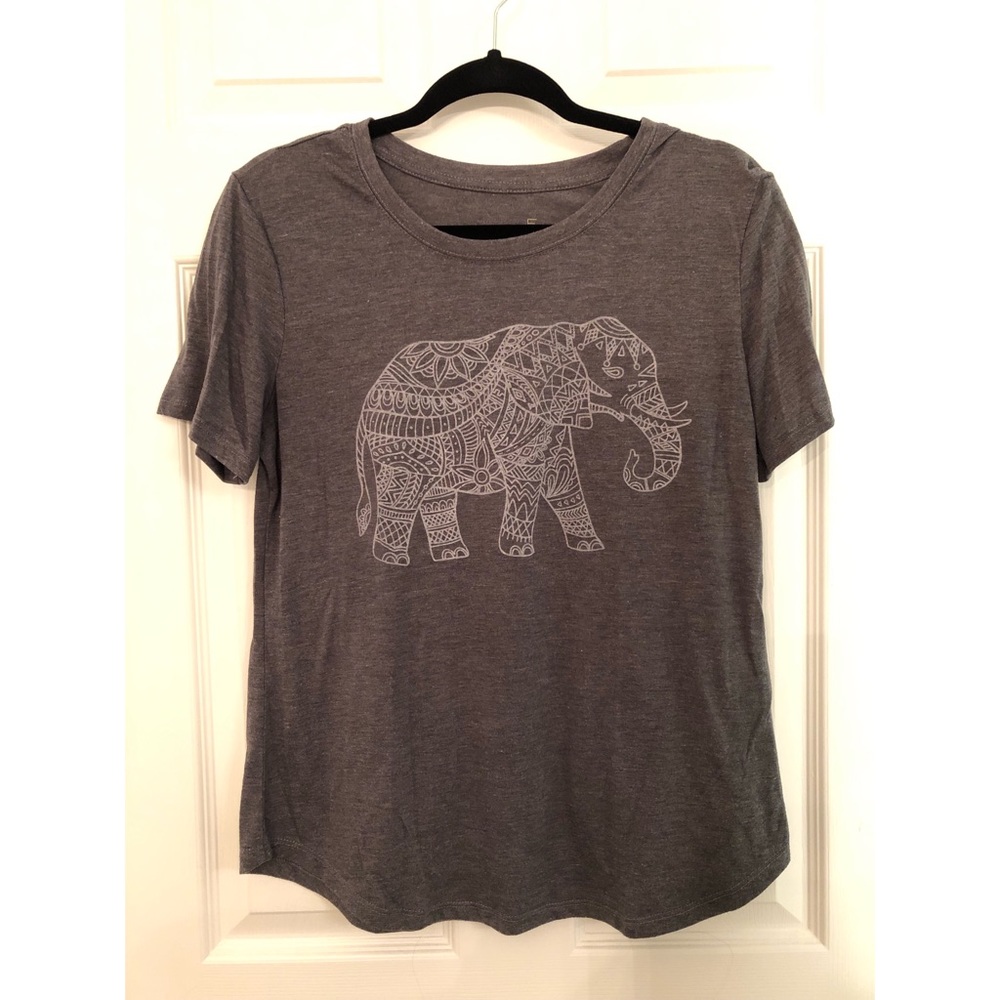 Charcoal Grey Tribal Elephant Graphic Tee